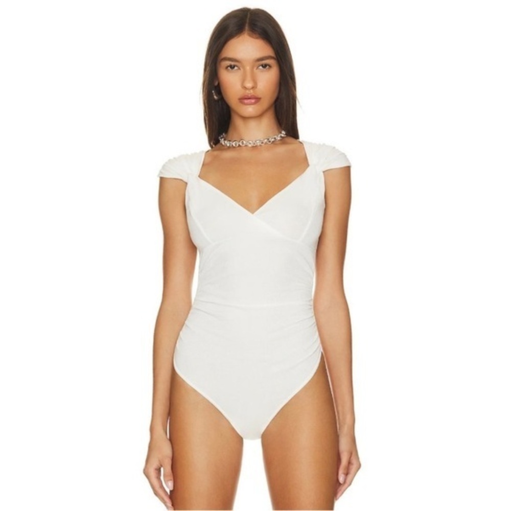 Intimately Free People White Ribbed Cap Sleeve Bodysuit Stretchy Fitted Top S